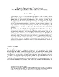 Alexander Dalrymple and Thomas Forrest: Two British Empire Builders at the End of the 18Th Century