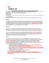 Antimicrobial Stewardship Policy and Procedure Sample