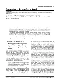 Engineering at the Interface Revisited I C Gebeshuber1,2 1Institut Fuer Allgemeine Physik, Vienna University of Technology, Wien, Austria