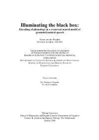 Illuminating the Black Box: Encoding of Phonology in a Recurrent Neural Model of Grounded Natural Speech
