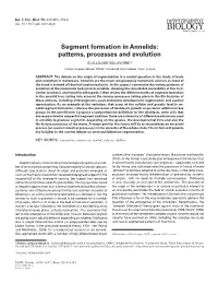 Segment Formation in Annelids: Patterns, Processes and Evolution GUILLAUME BALAVOINE*