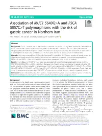 Association of MUC1 5640G&gt;A and PSCA 5057C&gt;T Polymorphisms