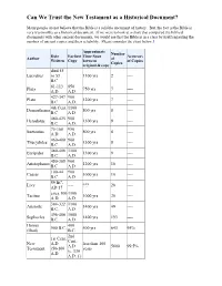 Chart of Ancient Documents and Bible