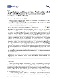 Computational and Transcriptome Analyses Revealed Preferential Induction of Chemotaxis and Lipid Synthesis by SARS-Cov-2