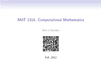 MAT 2310. Computational Mathematics