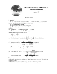 ME 4733: Deformation and Fracture of Engineering Materials Problem Set 1