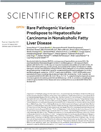 Rare Pathogenic Variants Predispose to Hepatocellular Carcinoma In