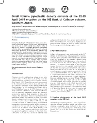 Small Volume Pyroclastic Density Currents of the 22-23 April 2015 Eruption on the NE Flank of Calbuco Volcano, Southern Andes