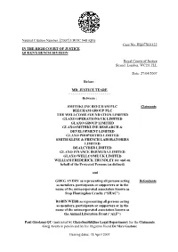 Smithkline Beecham & Others V Avery & Webb QBD 27 Apr 2007