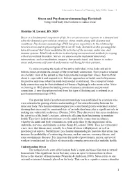 Stress and Psychoneuroimmunology