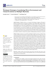 Treatment Strategies Considering Micro-Environment and Clonal Evolution in Multiple Myeloma