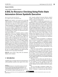 A DSL for Resource Checking Using Finite State Automaton-Driven Symbolic Execution Code
