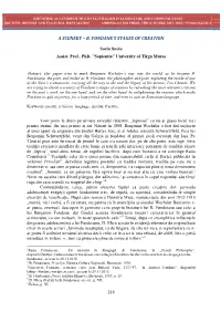 A Scenery – B. Fondane's Stages of Creation