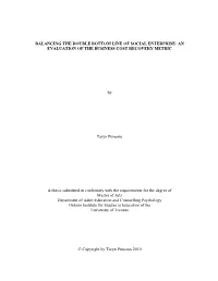 Balancing the Double Bottom Line of Social Enterprise: an Evaluation of the Business Cost Recovery Metric
