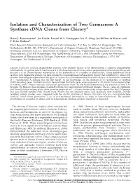 Isolation and Characterization of Two Germacrene a Synthase Cdna Clones from Chicory1