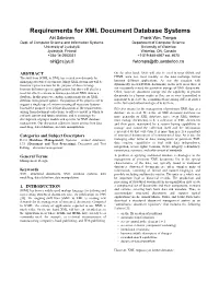 Requirements for XML Document Database Systems Airi Salminen Frank Wm