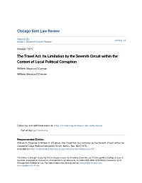 The Travel Act: Its Limitation by the Seventh Circuit Within the Context of Local Political Corruption