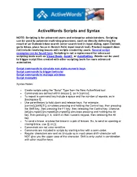 Activewords Scripts and Syntax