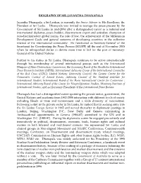 BIOGRAPHY of MR. JAYANTHA DHANAPALA Jayantha Dhanapala