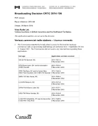Broadcasting Decision CRTC 2014-136