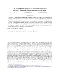 Can Development Programs Counter Insurgencies?: Evidence from a Field Experiment in Afghanistan1