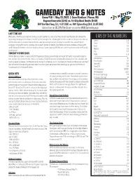 Gameday Info & Notes