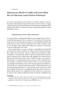 Harmony in a World of Conflict and Crises: What We Can Take from Laozi’S Notion of Harmony