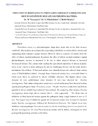 INDUCTION of RESISTANCE to PYRICULARIYA ORYZAE in UNDERLOWLAND RICE ECOSYSTEM by SILICATE SOLUBILIZING BACTERIA Dr