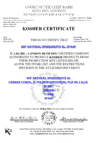 Kosher Certificate
