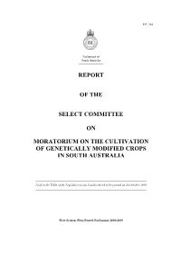 Report of the Select Committee on Moratorium on the Cultivation Of