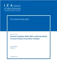 Sectoral Cognitive Skills, R&D, and Productivity