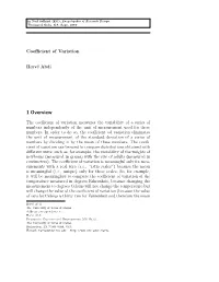 Coefficient of Variation