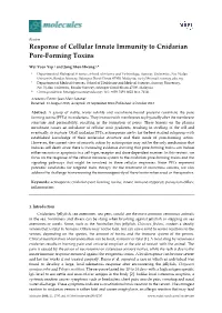Response of Cellular Innate Immunity to Cnidarian Pore-Forming Toxins