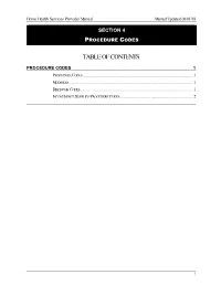 Section 4 Procedure Codes