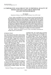 A Comparative Analysis of the Nutritional Quality of Mixed and Exclusive Fruit Diets for Yellow-Vented Bulbuls