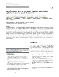 A Set of Regulatory Genes Co-Expressed in Embryonic Human Brain Is Implicated in Disrupted Speech Development