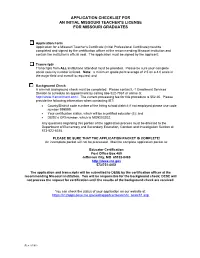 Application Checklist for an Initial Missouri Teacher's