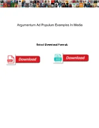 Argumentum Ad Populum Examples in Media