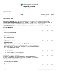 Delineation of Privileges Urology Privileges Provider Name