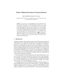 Hydan: Hiding Information in Program Binaries