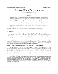Lessons from Krispy Kreme J