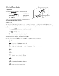 Spherical Coordinates