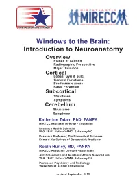 Windows to the Brain: Introduction to Neuroanatomy