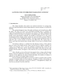 1 Lattices for Synchrotron Radiation Sources*+ Max