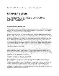 Chapter Seven Kohlberg's Stages of Moral Development