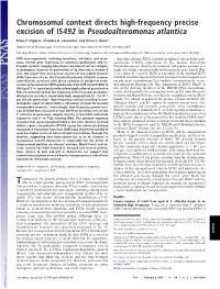 Chromosomal Context Directs High-Frequency Precise Excision of IS492 in Pseudoalteromonas Atlantica