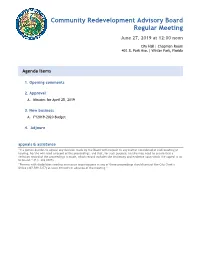 Community Redevelopment Advisory Board Regular Meeting June 27, 2019 at 12:00 Noon