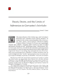 Deceit, Desire, and the Limits of Subversion in Cervantes's Interludes