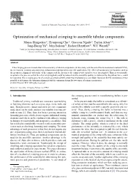 Optimization of Mechanical Crimping to Assemble Tubular Components