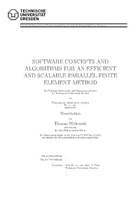 Software Concepts and Algorithms for an Efficient and Scalable Parallel Finite Element Method